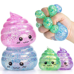 Novelty Squishy Poo Stress Ball Squishies Toys Glitter Funny Stretch Squeeze Fidget Toys for Kids Ad