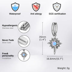 Vnox Vintage Star Moon Stone Earrings for Men Women, Hypoallergenic Stainless Steel Ho close-up view