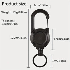1/2/4pcs Extendable Retractable Holders Keychain Badge Reels Heavy Duty Clip With Carabiner Key Chain For Men Outdoor Bags