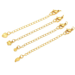 10pcs Stainless Steel Extension Extended Tail Chains With Lobster Clasps For Bracelet close-up view