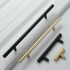 Modern Gold Brushed Straight Cupboard Handles Knobs alternate view