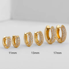 New Gold Plated Huggie Earrings with CZ Zircon Thin Ear Hoops Cartilage Earring for Women Round Mini