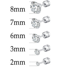 Stainless Steel Titanium Stud Earrings | 4 Color CZ Crystal Screw Back Earrings for Wome detail view