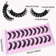 10 Pairs D Curl Russian Strip Lashes | Fluffy Volume False Eyelashes for a Dramatic Ca close-up view
