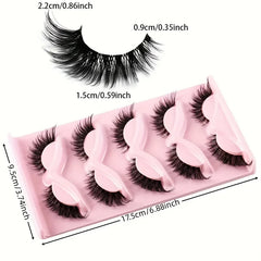 5 Pairs Cat Eye False Eyelashes | Hypoallergenic Natural Winged Lashes for Extended Ey close-up view