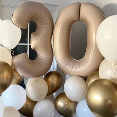 Cream Foil Number Balloons 1-9 Set | Large Digital Birthday Party Decor detail view