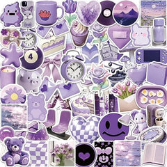 56pcs Purple Aesthetic Stickers for Waterproof Vinyl Decals | Cute Laptop, Water Bottle, and Journal