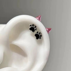 Cat Paw Devil Stud Earrings | Gothic Y2K Punk Earring Accessory alternate view