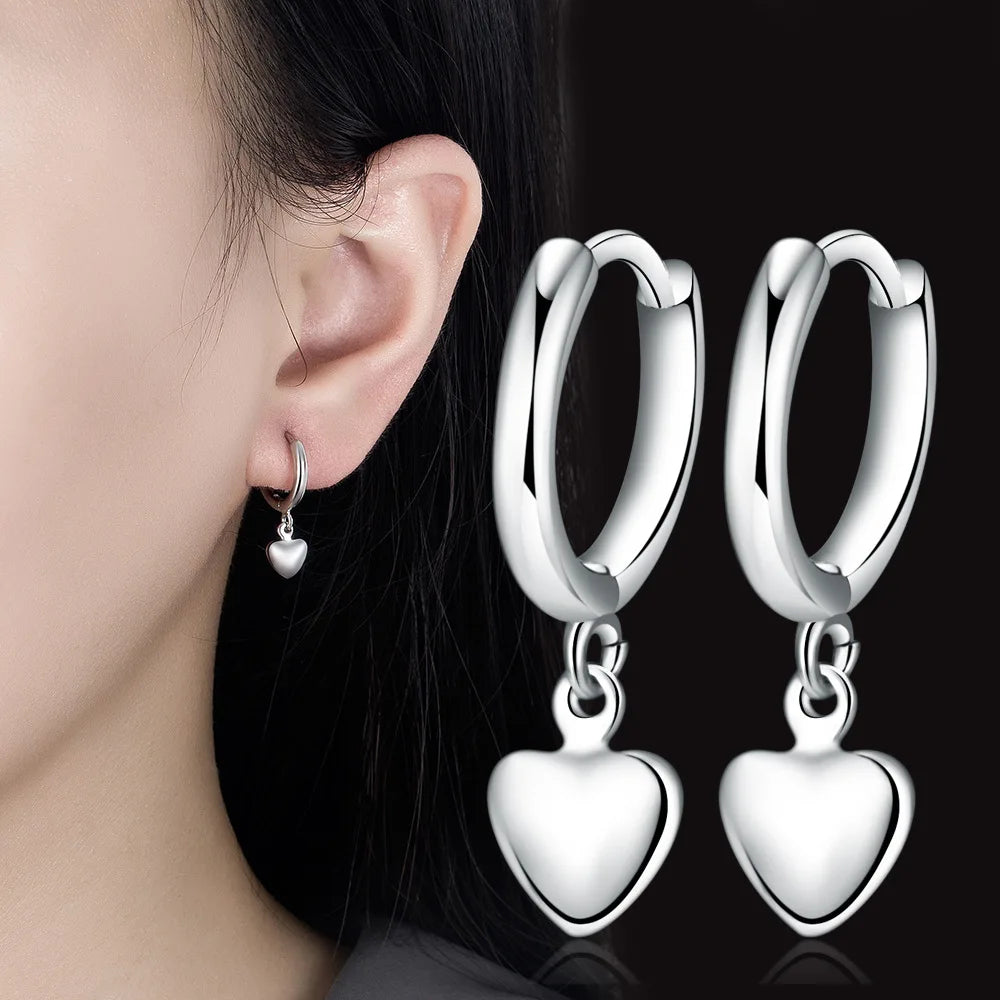 High Quality 925 Silver Heart Ring Earrings For Women Luxury Designer Jewelry Novelties 2023 Trend t