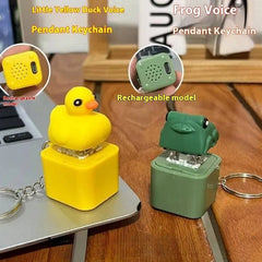 Funny Frog Duck Keychain Rechargeable Keyboard Clicker Sound Keyring With LED Light For detail view