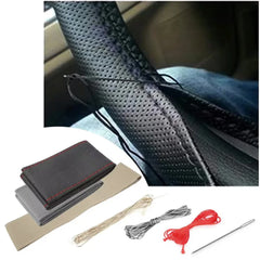 Steering Wheel Cover Faux Leather Needles And Thread DIY Kit