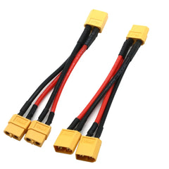 XT60 Parallel Battery Connector Male/Female Cable Dual Extension Y Splitter/ 3-Way 14A close-up view