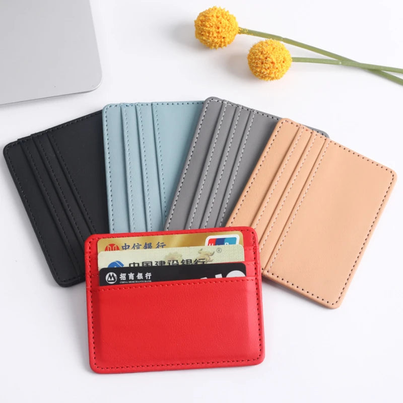 1Pc Pu Leather ID Card Holder | Slim Candy Color Credit Card Box