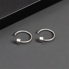 2pcs Vintage Minimalist Square Stud Earrings | Stainless Steel Tragus Cartilage Helix Piercing Jewel