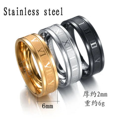 Seakissky Classic Fashion Stainless Steel Roman Digital Men Women Ring Cool Punk High Qu detail view