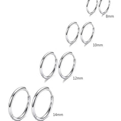 4 Pairs No Charms Stainless Steel Tiny Hoop Earrings Simple Silver/Gold Color Cirle Earr detail view