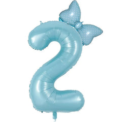 Number Foil Balloon Set with Bows | Birthday Party Decor close-up view