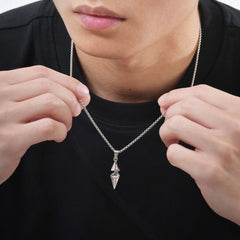 VNOX White Blue Zircon Rhombus Pendant Necklace, Stainless Steel Hypoallergenic Jewelry for Men, Valentine's Birthday Party Gift