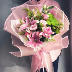 Golden Border Rose Wrapping Paper 5 Pack | Half Transparent Korean Style Gift Packing detail view