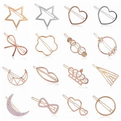 1PC Geometric Ponytail Hairpins Bobby Pins Knot Hair Clip Star Heart Barrettes Metal Hai detail view
