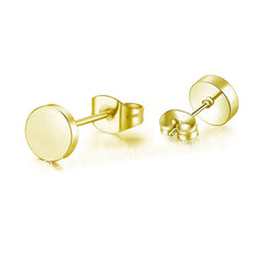 Titanium Steel Stud Earrings for Men Women | Round Black Punk Ear Studs Gift detail view
