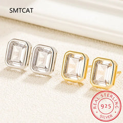 925 Sterling Silver Emerald Cut 4CT High Carbon Diamonds Ear Stud Earring Brincos de alternate view