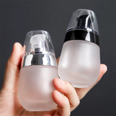 30ml Empty Refillable Frosted Glass Vacuum Bottle | Travel Cosmetic Pump Container detail view