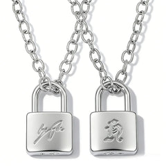 Fashionable Creative Hyunjin Lock Necklace Same As Huang Xuanchen's Style New Punk Necklace Men Wome