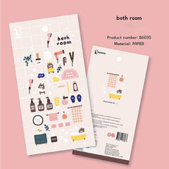 Korean Bonito Bear Bath Room Paper Stickers | Cute Stationery for DIY Scrapbooking detail view