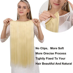 Fish line hair extension piece | 40cm 50cm 60cm straight and curly daily wear for wome close-up view
