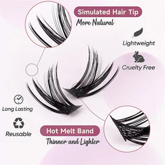 Eyelashes Extension Cluster Lashes Individual Full Volume Lashes Natural Look 8-16MM D close-up view