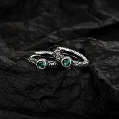 Unisex S925 Sterling Silver Vintage Thai Earrings with Green Zircon | Unique Jewelry Gif detail view