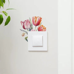Tropical Green Leaves Wall Stickers | Self-Adhesive Flower Switch Decals for Home Deco close-up view