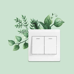 Green Leaves Plant Wall Stickers | Self-Adhesive Tropical Switch Decals for Home Decor detail view