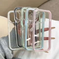 Luxury Candy Color Frame Clear Back Phone Case For iPhone 18 17 16 15 14 13 12 Pro Max 11 16PLUS Acrylic Shockproof Bumper Cover