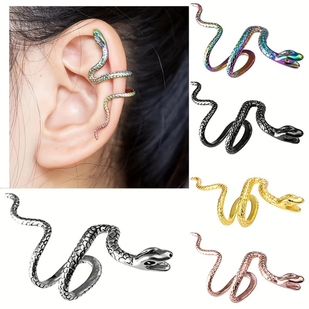 1pc Unisex Spiral Snake Ear Cuff - No Piercing Ear Wrap,Personality Open Hoop Earring Fake Piercing