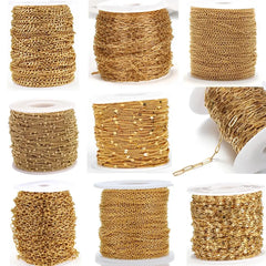 2Meters Stainless Steel Link Cable Gold Chains for DIY Jewelry Making Rolo Chain Beads Chain Necklac