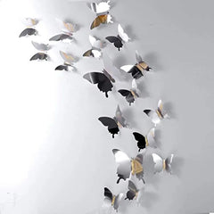 48 Pieces Butterfly Wall Decor DIY 3D Mirror Butterfly Stickers Removable Decals | Craft Set