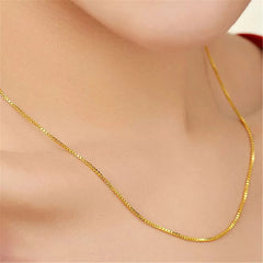 Andara 925 Sterling Silver Gold-Plated 1mm Width Box Chain Necklace Fashion Basic Choker for Women Jewelry Gift