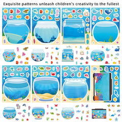 8 Pieces Kids Fish Tank Sticker Puzzles | Cartoon Marine Animal Decals alternate view