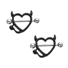1/5Pairs 316L Stainless Steel Nipple Ring for Women, Various Colors Devil Love Heart N close-up view