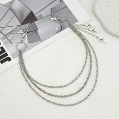 Salircon Punk Multilayer Metal Star Pendant Pant Chain Hip Hop Waist keychain Jeans Chai detail view