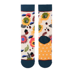 1 Pair Canvas Lattice Plant Art Funny Socks Women Novelty Abstract Cute Socks Women Ja close-up view