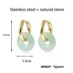 Natural stone double hoop earrings Circle crystal earrings Gemstones Round Circle Dangle Drops Earrings For Women Round earrings