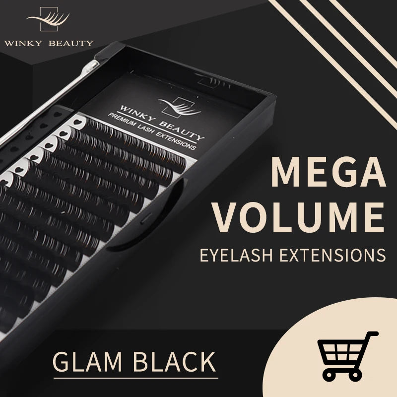 Winky Beauty Custom Logo Individual Eyelash Extension Silk Lashes | Russian Volume Classic Eyelash E