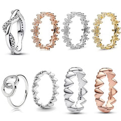 Hot Sell New 925 Silver Stackable Infinite Heart Garland Sawtooth For Women Original Wedding Ring Je