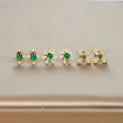 Butterfly Green Stud Earrings Women Stainless Steel detail view