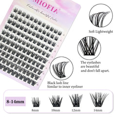 MIOFIA DIY Eyelash Clusters Fluffy Natural Anime Lashes 8-14mm Mixed Length Large capacity 3D Russian Volume Eyelash Extension