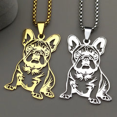 French Bulldog Pendant Necklace | Stainless Steel Dog Jewelry for Women Men detail view