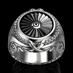 925 Sterling Silver Ring Punk Gear Men's 18K Gold Ring Party Wedding Glamour Jewelry G close-up view